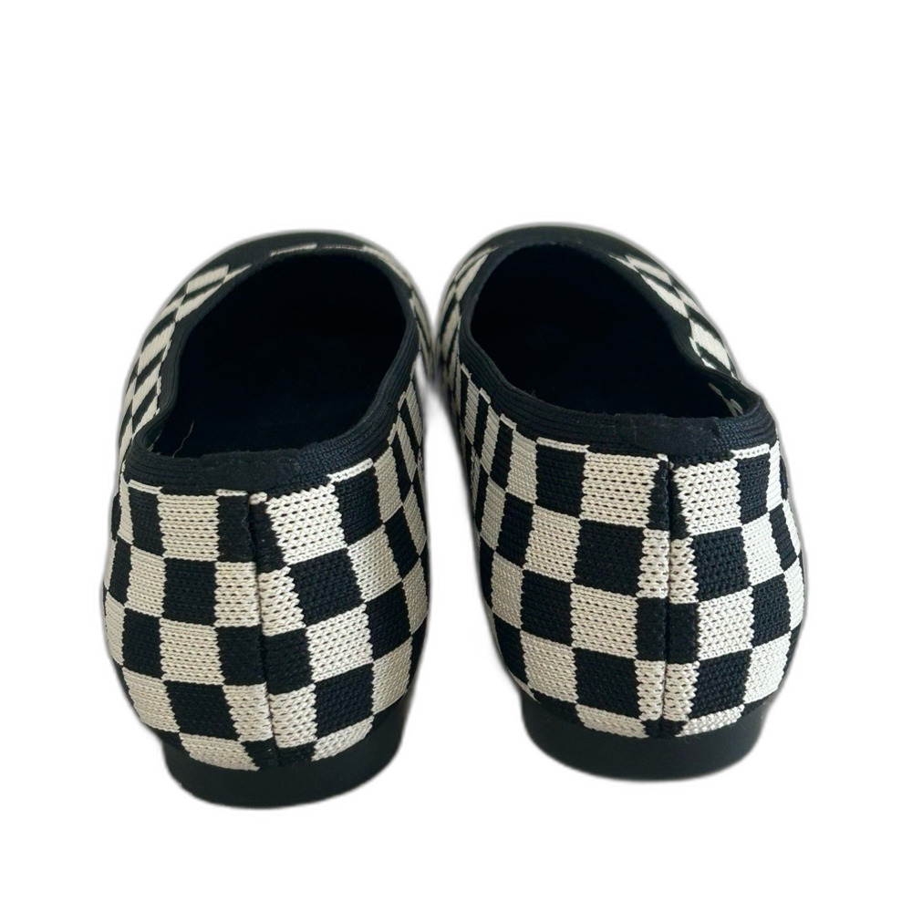 Viviana Shoes Women's Size 39 8.5US Black Cream Margot 2.0 Checker Knit Flats - Picture 3 of 9